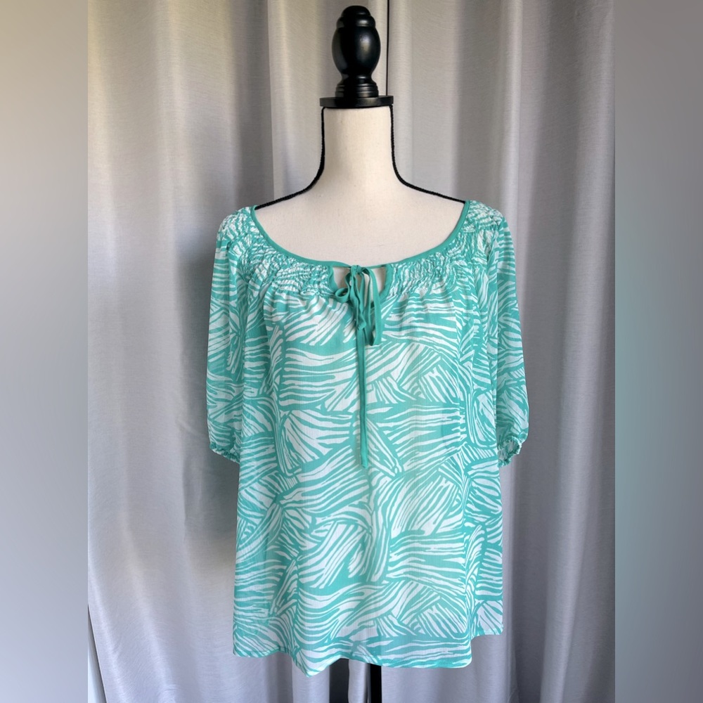 LOVE 21 Green Printed Blouse